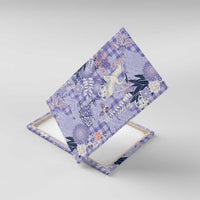Purple Palaka Crane and Flowers Canvas Wall Art Japan Heritage Spirit - Polynesian Pride