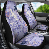 Purple Palaka Crane and Flowers Car Seat Cover Japan Heritage Spirit LT9 - Polynesian Pride
