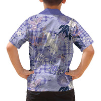 Purple Palaka Crane and Flowers Family Matching Off Shoulder Short Dress and Hawaiian Shirt Japan Heritage Spirit LT9 - Polynesian Pride