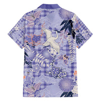Purple Palaka Crane and Flowers Hawaiian Shirt Japan Heritage Spirit LT9 - Polynesian Pride