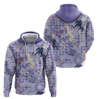 Purple Palaka Crane and Flowers Hoodie Japan Heritage Spirit LT9 - Polynesian Pride