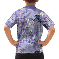 Purple Palaka Crane and Flowers Kid Hawaiian Shirt Japan Heritage Spirit LT9 - Polynesian Pride