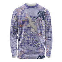 Purple Palaka Crane and Flowers Long Sleeve Shirt Japan Heritage Spirit LT9 Unisex Purple - Polynesian Pride