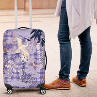 Purple Palaka Crane and Flowers Luggage Cover Japan Heritage Spirit LT9 Purple - Polynesian Pride