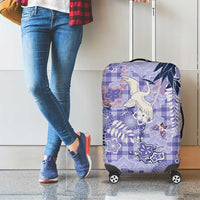 Purple Palaka Crane and Flowers Luggage Cover Japan Heritage Spirit LT9 - Polynesian Pride