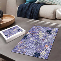 Purple Palaka Crane and Flowers Puzzle Japan Heritage Spirit - Polynesian Pride