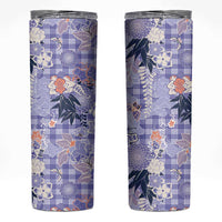 Purple Palaka Crane and Flowers Skinny Tumbler Japan Heritage Spirit LT9 Purple - Polynesian Pride