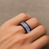 Purple Palaka Crane and Flowers Spinner Ring Japan Heritage Spirit - Polynesian Pride