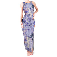 Purple Palaka Crane and Flowers Tank Maxi Dress Japan Heritage Spirit LT9 Women Purple - Polynesian Pride