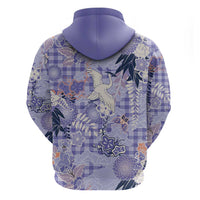 Purple Palaka Crane and Flowers Zip Hoodie Japan Heritage Spirit LT9 - Polynesian Pride