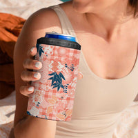 Red Palaka Crane and Flowers 4 in 1 Can Cooler Tumbler Japan Heritage Spirit LT9 - Polynesian Pride