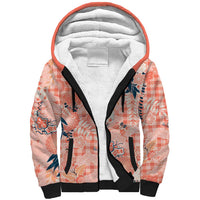 Red Palaka Crane and Flowers Sherpa Hoodie Japan Heritage Spirit LT9 Unisex Red - Polynesian Pride