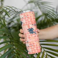 Red Palaka Crane and Flowers Skinny Tumbler Japan Heritage Spirit LT9 - Polynesian Pride