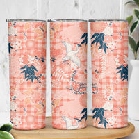 Red Palaka Crane and Flowers Skinny Tumbler Japan Heritage Spirit LT9 - Polynesian Pride