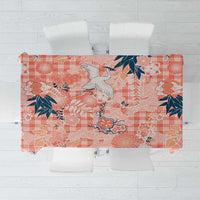 Red Palaka Crane and Flowers Tablecloth Japan Heritage Spirit - Polynesian Pride
