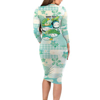 Personalized Japanese Kawaii Sushi Family Matching Long Sleeve Bodycon Dress and Hawaiian Shirt Green Wagara Palaka This Is How I Roll LT9 - Polynesian Pride