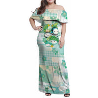 Personalized Japanese Kawaii Sushi Family Matching Off Shoulder Maxi Dress and Hawaiian Shirt Green Wagara Palaka This Is How I Roll LT9 Mom's Dress Green - Polynesian Pride