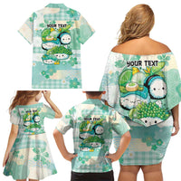 Personalized Japanese Kawaii Sushi Family Matching Off Shoulder Short Dress and Hawaiian Shirt Green Wagara Palaka This Is How I Roll LT9 - Polynesian Pride