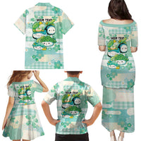 Personalized Japanese Kawaii Sushi Family Matching Puletasi and Hawaiian Shirt Green Wagara Palaka This Is How I Roll LT9 - Polynesian Pride