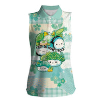 Personalized Japanese Kawaii Sushi Women Sleeveless Polo Shirt Green Wagara Palaka This Is How I Roll LT9 Female Green - Polynesian Pride