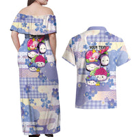 Personalized Japanese Kawaii Sushi Couples Matching Off Shoulder Maxi Dress and Hawaiian Shirt Blue Wagara Palaka This Is How I Roll LT9 - Polynesian Pride