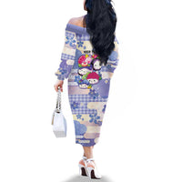Personalized Japanese Kawaii Sushi Family Matching Off The Shoulder Long Sleeve Dress and Hawaiian Shirt Blue Wagara Palaka This Is How I Roll LT9 - Polynesian Pride