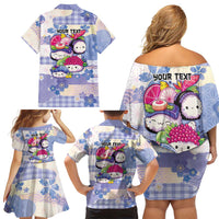 Personalized Japanese Kawaii Sushi Family Matching Off Shoulder Short Dress and Hawaiian Shirt Blue Wagara Palaka This Is How I Roll LT9 - Polynesian Pride