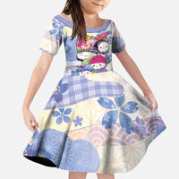 Personalized Japanese Kawaii Sushi Family Matching Short Sleeve Bodycon Dress and Hawaiian Shirt Blue Wagara Palaka This Is How I Roll LT9 Daughter's Dress Blue - Polynesian Pride
