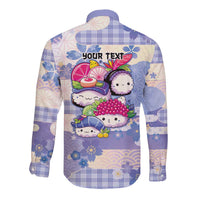 Personalized Japanese Kawaii Sushi Long Sleeve Button Shirt Blue Wagara Palaka This Is How I Roll