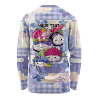 Personalized Japanese Kawaii Sushi Long Sleeve Shirt Blue Wagara Palaka This Is How I Roll