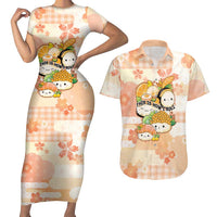 Personalized Japanese Kawaii Sushi Couples Matching Short Sleeve Bodycon Dress and Hawaiian Shirt Peach Wagara Palaka This Is How I Roll LT9 Peach - Polynesian Pride