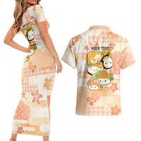 Personalized Japanese Kawaii Sushi Couples Matching Short Sleeve Bodycon Dress and Hawaiian Shirt Peach Wagara Palaka This Is How I Roll LT9 - Polynesian Pride