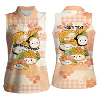 Personalized Japanese Kawaii Sushi Women Sleeveless Polo Shirt Peach Wagara Palaka This Is How I Roll