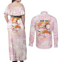 Personalized Japanese Kawaii Sushi Couples Matching Off Shoulder Maxi Dress and Long Sleeve Button Shirt Pink Wagara Palaka This Is How I Roll LT9 - Polynesian Pride