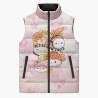 Personalized Japanese Kawaii Sushi Sleeveless Puffer Jacket Pink Wagara Palaka This Is How I Roll
