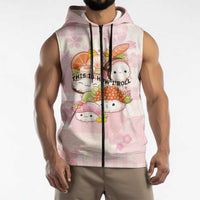 Personalized Japanese Kawaii Sushi Sleeveless Zip Hoodie Pink Wagara Palaka This Is How I Roll