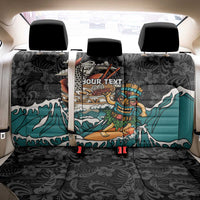 Personalized Japanese Koi Fish Ramen Back Car Seat Cover Tiki Surfing Wagara Hibiscus Pattern