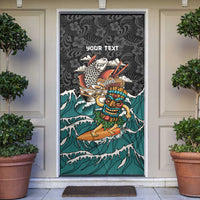 Personalized Japanese Koi Fish Ramen Door Cover Tiki Surfing Wagara Hibiscus Pattern