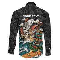 Personalized Japanese Koi Fish Ramen Family Matching Off The Shoulder Long Sleeve Dress and Hawaiian Shirt Tiki Surfing Wagara Hibiscus Pattern LT9 - Polynesian Pride