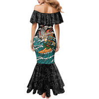Personalized Japanese Koi Fish Ramen Mermaid Dress Tiki Surfing Wagara Hibiscus Pattern