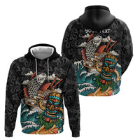 Personalized Japanese Koi Fish Ramen Zip Hoodie Tiki Surfing Wagara Hibiscus Pattern