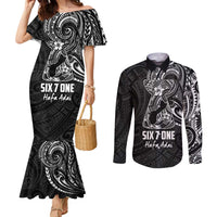 Black Guam Latte Stone Tribal Tattoo Couples Matching Mermaid Dress and Long Sleeve Button Shirt Hafa Adai Six 7 One LT9 Black - Polynesian Pride