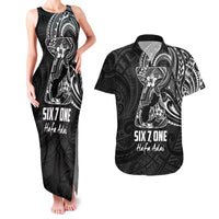 Black Guam Latte Stone Tribal Tattoo Couples Matching Tank Maxi Dress and Hawaiian Shirt Hafa Adai Six 7 One LT9 Black - Polynesian Pride