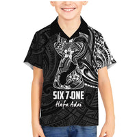 Black Guam Latte Stone Tribal Tattoo Family Matching Mermaid Dress and Hawaiian Shirt Hafa Adai Six 7 One LT9 Son's Shirt Black - Polynesian Pride