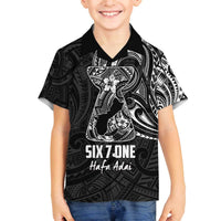 Black Guam Latte Stone Tribal Tattoo Family Matching Off The Shoulder Long Sleeve Dress and Hawaiian Shirt Hafa Adai Six 7 One LT9 Son's Shirt Black - Polynesian Pride