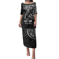 Black Guam Latte Stone Tribal Tattoo Family Matching Puletasi and Hawaiian Shirt Hafa Adai Six 7 One LT9 Mom's Dress Black - Polynesian Pride