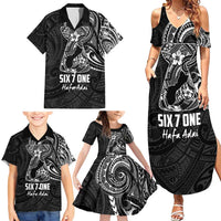 Black Guam Latte Stone Tribal Tattoo Family Matching Summer Maxi Dress and Hawaiian Shirt Hafa Adai Six 7 One LT9 - Polynesian Pride