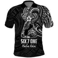 Black Guam Latte Stone Tribal Tattoo Polo Shirt Hafa Adai Six 7 One