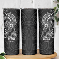 Black Guam Latte Stone Tribal Tattoo Skinny Tumbler Hafa Adai Six 7 One LT9 - Polynesian Pride