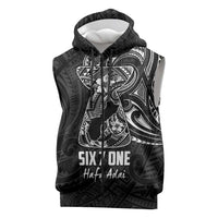 Black Guam Latte Stone Tribal Tattoo Sleeveless Zip Hoodie Hafa Adai Six 7 One - Polynesian Pride